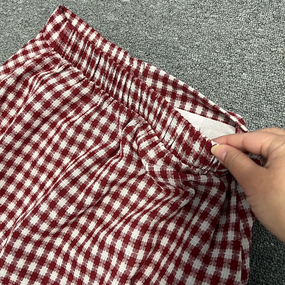 Chic Red Checkered A-Line Skirt - Picture 4 of 7
